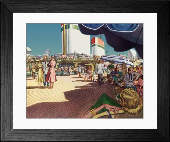 Framed Print : Relaxing on Deck Date: 1941 Framed Print : Relaxing on Deck Date: 1941