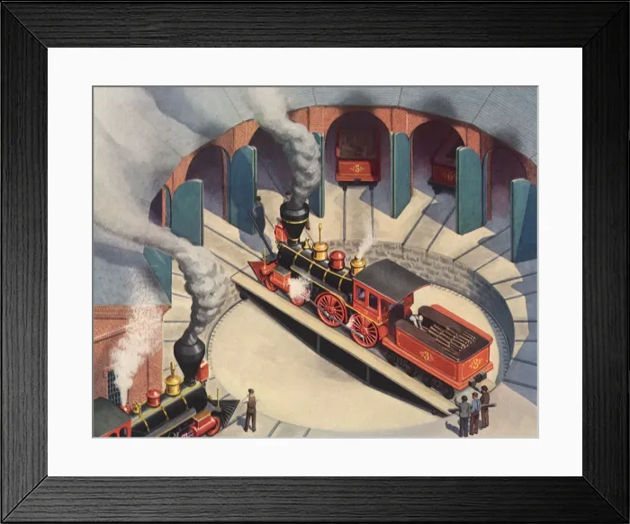 Framed Print : Locomotive on Turntable Date: 1941 Framed Print : Locomotive on Turntable Date: 1941