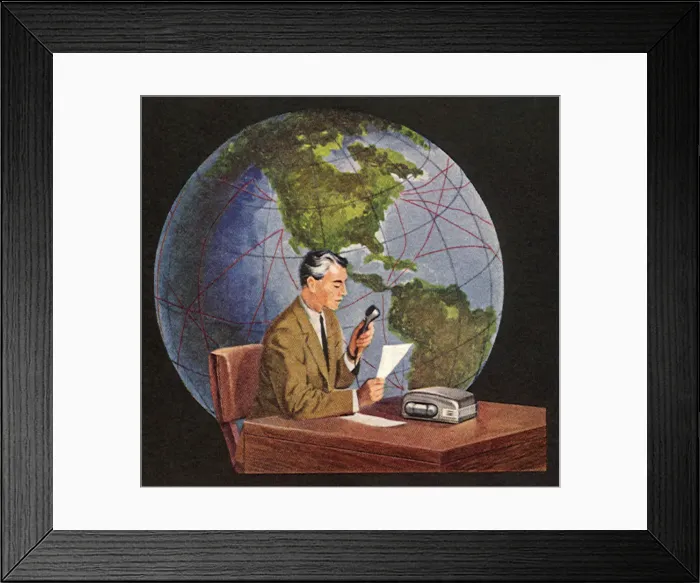 Framed Print : Using Dictation Machine Date: 1954 Framed Print : Using Dictation Machine Date: 1954