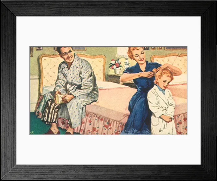 Framed Print : Getting Ready For Bed Date: 1954 Framed Print : Getting Ready For Bed Date: 1954