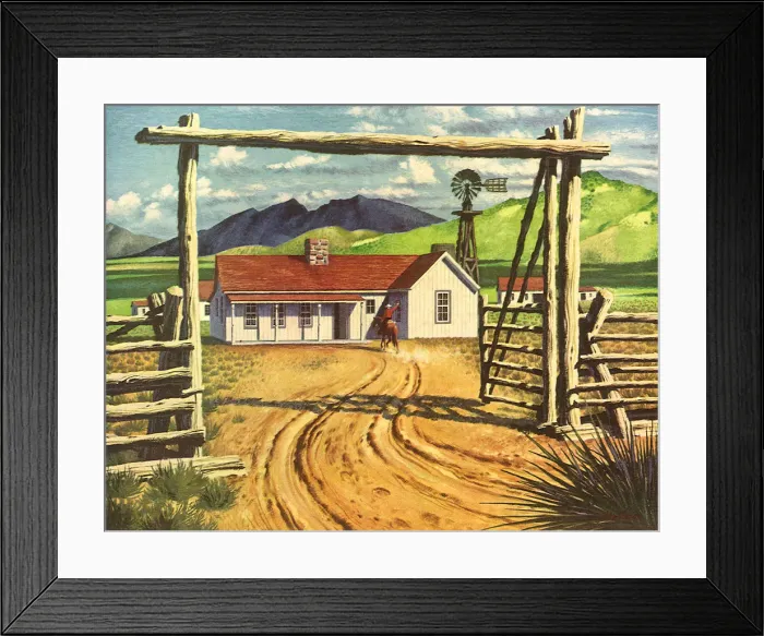 Framed Print : Cowboy and Home on Range Date: 1948 Framed Print : Cowboy and Home on Range Date: 1948