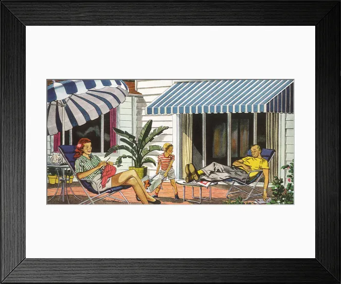 Framed Print : Family Fun on Patio Date: 1948 Framed Print : Family Fun on Patio Date: 1948