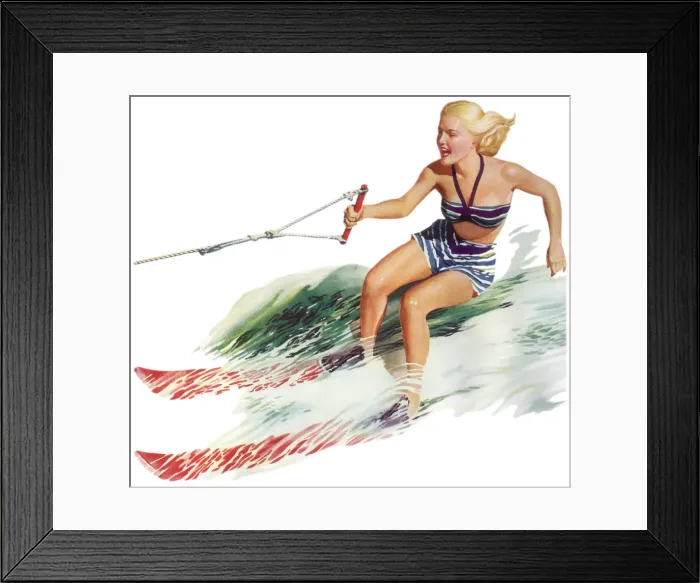 Framed Print : Woman Waterskiing Date: 1948 Framed Print : Woman Waterskiing Date: 1948