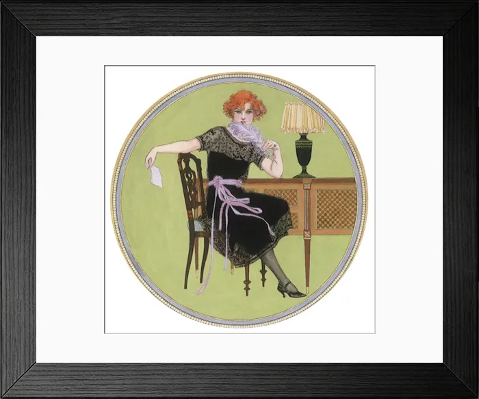 Framed Print : Black Dress and Feather Date: 1915 Framed Print : Black Dress and Feather Date: 1915