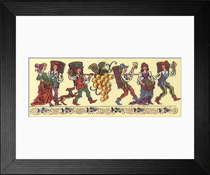 Framed Print : Stylized Grape Pickers Framed Print : Stylized Grape Pickers