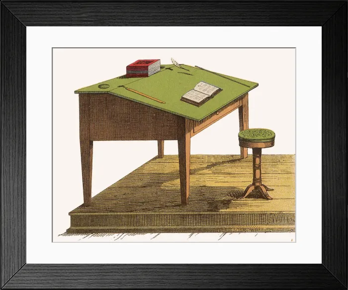 Framed Print : Large Green Desk Date: 1880 Framed Print : Large Green Desk Date: 1880