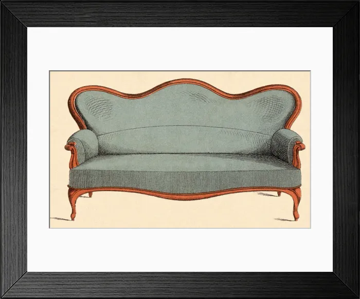 Framed Print : Blue Upholstered Couch Date: 1880 Framed Print : Blue Upholstered Couch Date: 1880