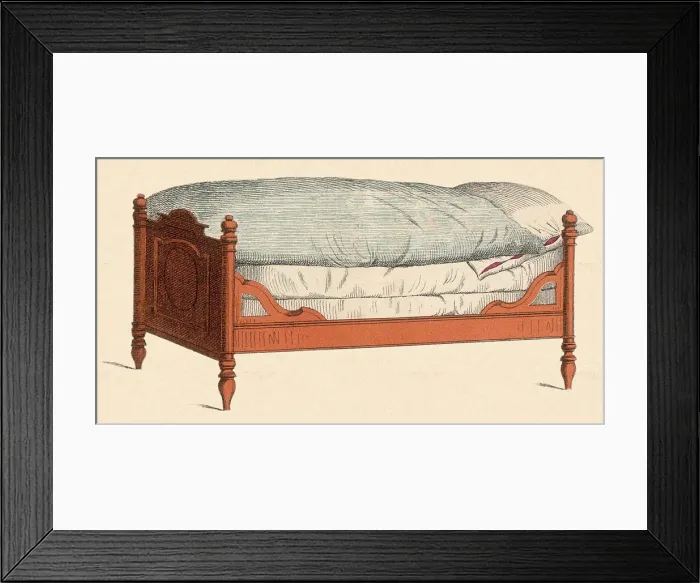 Framed Print : Wooden Twin Bed Date: 1880 Framed Print : Wooden Twin Bed Date: 1880