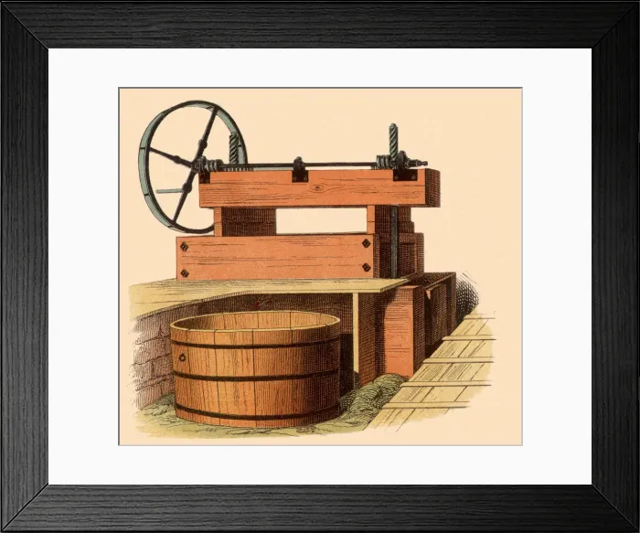 Framed Print : Grape Press Date: 1880 Framed Print : Grape Press Date: 1880
