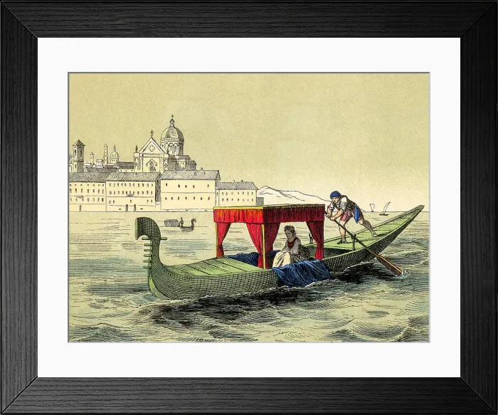 Framed Print : Gondola with Passenger Date: 1880 Framed Print : Gondola with Passenger Date: 1880