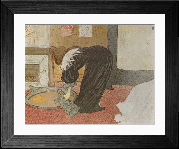 Framed Print : Woman putting Water in a Tub Date: 1895 Framed Print : Woman putting Water in a Tub Date: 1895