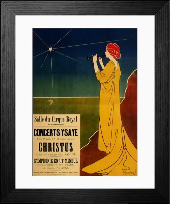 Framed Print : Poster for Concerts Ysaye Date: 1895