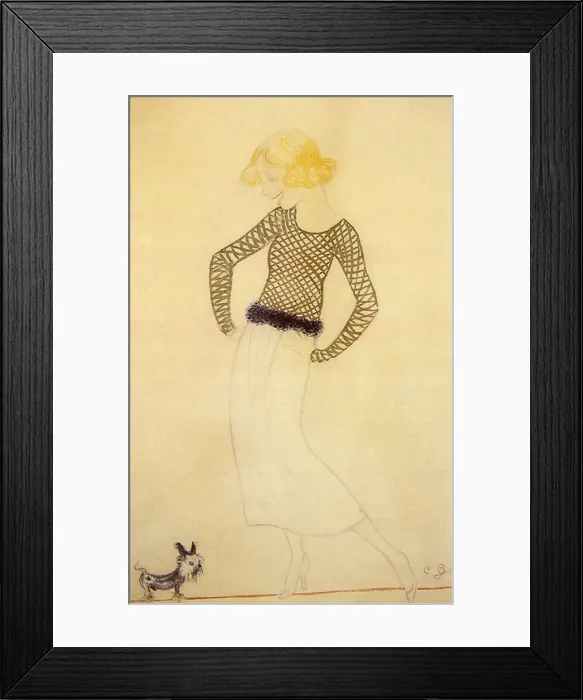 Framed Print : Woman smiling at Small Dog Date: 1925 Framed Print : Woman smiling at Small Dog Date: 1925