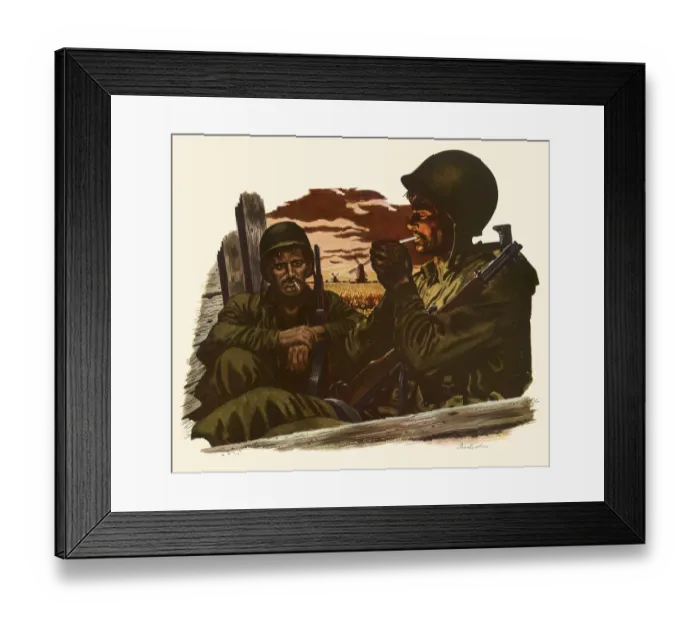Framed Print : Soldiers have a Smoke Break Date: 1944 Framed Print : Soldiers have a Smoke Break Date: 1944