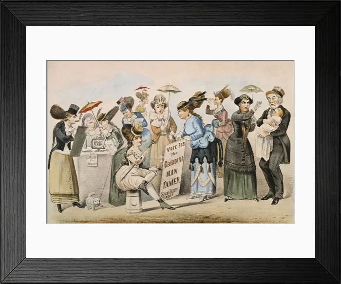 Framed Print : The Age of Brass, or the Triumphs of Womans Rights Date: 1869 Framed Print : The Age of Brass, or the Triumphs of Womans Rights Date: 1869