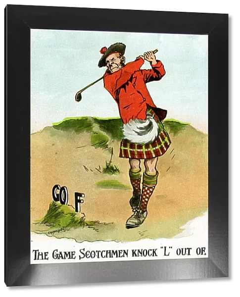 A Scotsman in kilt in a golf swing Date: 1910