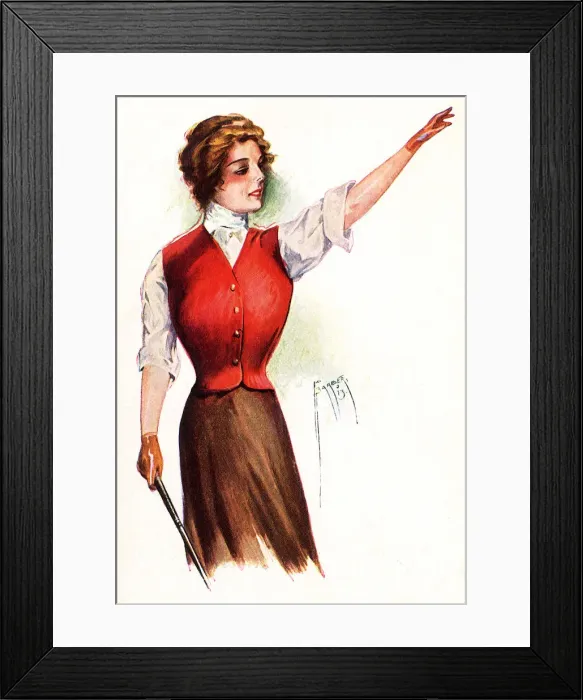 Framed Print : Woman Golfer in Red Vest Acknowledges Crowd Date: 1913 Framed Print : Woman Golfer in Red Vest Acknowledges Crowd Date: 1913