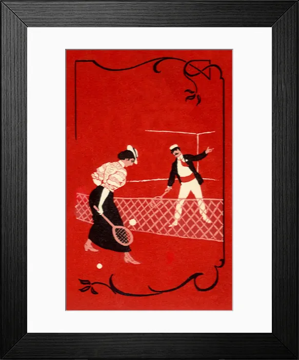 Framed Print : Early version of man and woman tennis Date: 1900 Framed Print : Early version of man and woman tennis Date: 1900