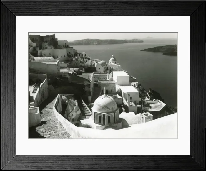 Framed Print : Santorini, Greece - the wide expanse of the volcano crater. Date: circa 1940s