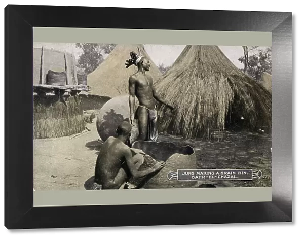 Men of the Luwo tribe making a Grain Bin in the Bahr-el-Ghazal ( Sea of Gazelles