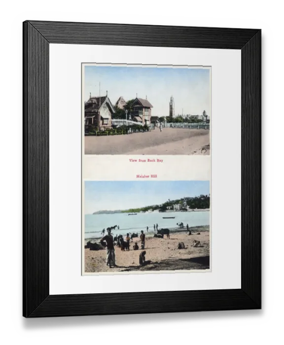 Framed Print : View from Back Bay Malabar Hill - a hillock and upmarket residential neighbourhood in Framed Print : View from Back Bay Malabar Hill - a hillock and upmarket residential neighbourhood in