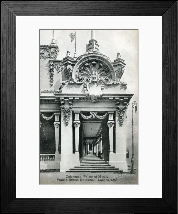 Framed Print : Palace of Music - Franco-British Exhibition, London - The Colonnade. Date: 1908 Framed Print : Palace of Music - Franco-British Exhibition, London - The Colonnade. Date: 1908