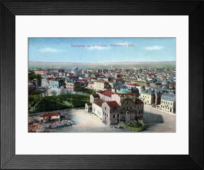 Framed Print : Panoramic view over Sofia, Bulgaria with the 4th century Saint Sophia Church in Framed Print : Panoramic view over Sofia, Bulgaria with the 4th century Saint Sophia Church in