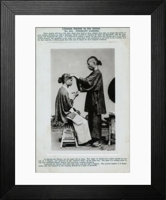 Framed Print : Hong Kong - Itinerant Chinese Barber in the Street Framed Print : Hong Kong - Itinerant Chinese Barber in the Street