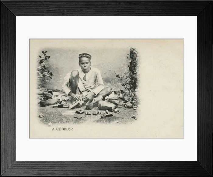 Framed Print : A Young Indian Cobbler at work Framed Print : A Young Indian Cobbler at work