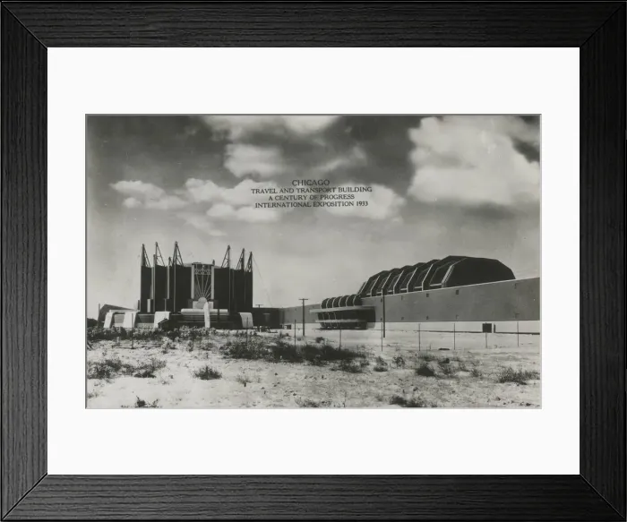 Framed Print : A Century of Progress Fair - Travel and Transport Building Framed Print : A Century of Progress Fair - Travel and Transport Building