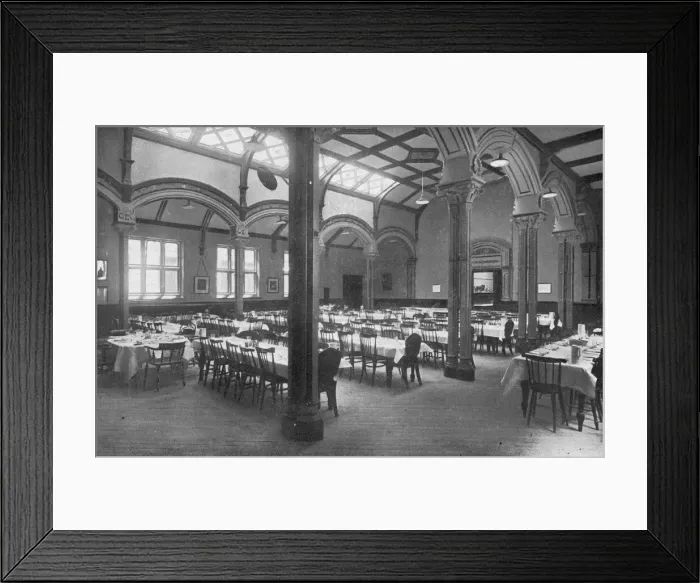 Framed Print : The childrens dining-hall at the Crossley and Porter Orphanage Framed Print : The childrens dining-hall at the Crossley and Porter Orphanage