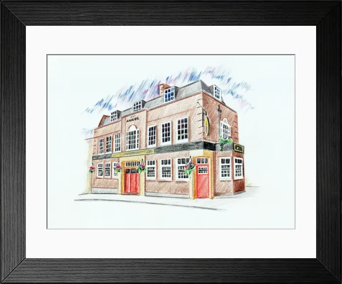 Framed Print : Sketch of Angel PH, Highgate, London Framed Print : Sketch of Angel PH, Highgate, London