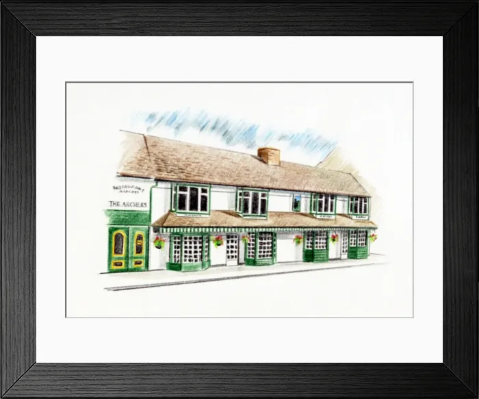 Framed Print : Sketch of Archers PH, Romford, Essex Framed Print : Sketch of Archers PH, Romford, Essex