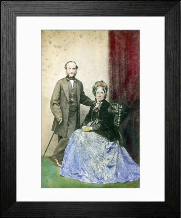 Framed Print : A fine couple - Victorian Studio photograph Framed Print : A fine couple - Victorian Studio photograph