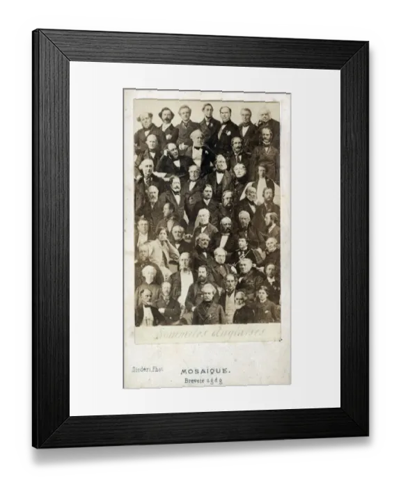 Framed Print : Disderi Portrait Mosaic of English Luminaries of the 1860s Framed Print : Disderi Portrait Mosaic of English Luminaries of the 1860s
