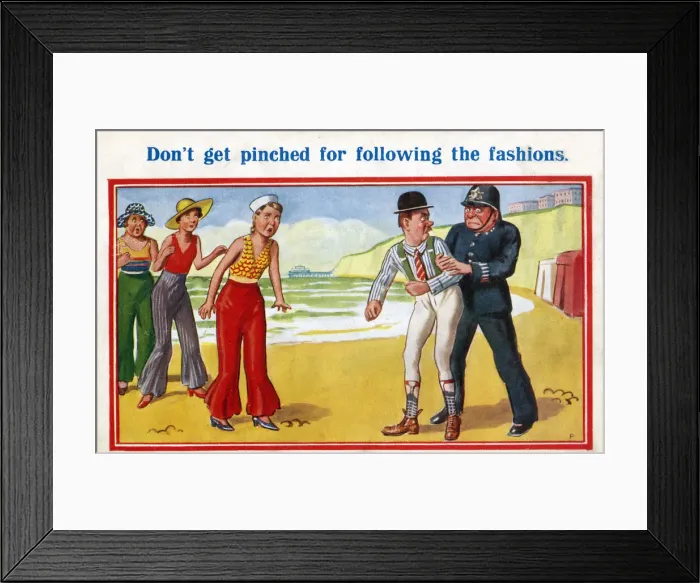 Framed Print : Comic Postcard - Don t get pinched for following the fashion Framed Print : Comic Postcard - Don t get pinched for following the fashion