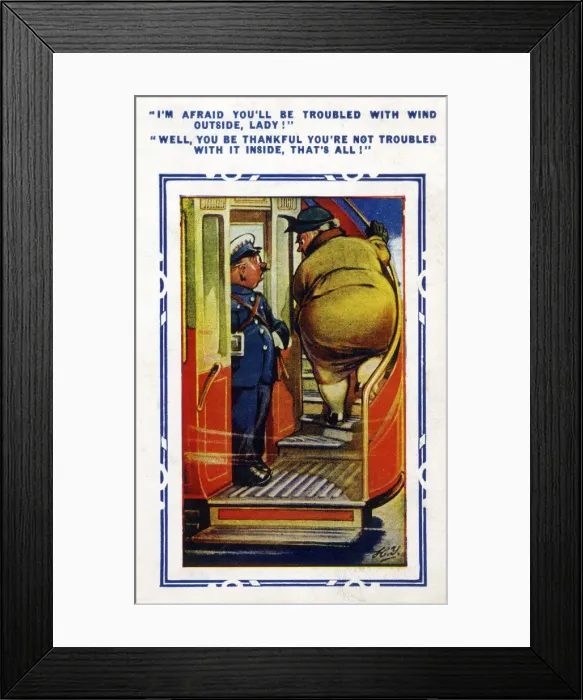 Framed Print : Comic Postcard - A Windy problem Framed Print : Comic Postcard - A Windy problem