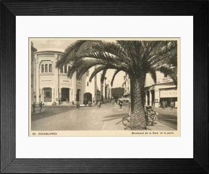 Framed Print : Casablanca, Morocco - Boulevard de la Gare and Post Office Framed Print : Casablanca, Morocco - Boulevard de la Gare and Post Office