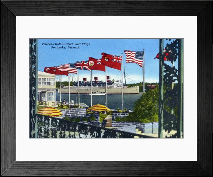 Framed Print : The Princess Hotel Terrace - SS Queen of Bermuda Framed Print : The Princess Hotel Terrace - SS Queen of Bermuda