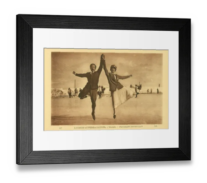 Framed Print : Ice Skating in Winter at Luchon Superbagneres, France Framed Print : Ice Skating in Winter at Luchon Superbagneres, France