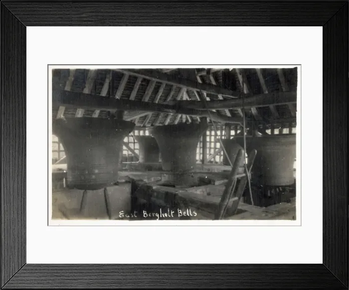 Framed Print : East Bergholts unique 16th century Bell Cage and bells Framed Print : East Bergholts unique 16th century Bell Cage and bells