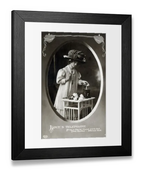 Framed Print : A Lady excited by the ring of Loves Telephone Framed Print : A Lady excited by the ring of Loves Telephone