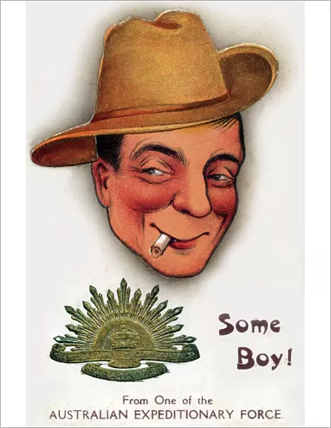 Caricature of a cheeky Australian solder - WW1