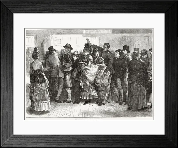 Framed Print : A long queue to buy railway tickets - and an opportunity for casual flirtation Framed Print : A long queue to buy railway tickets - and an opportunity for casual flirtation