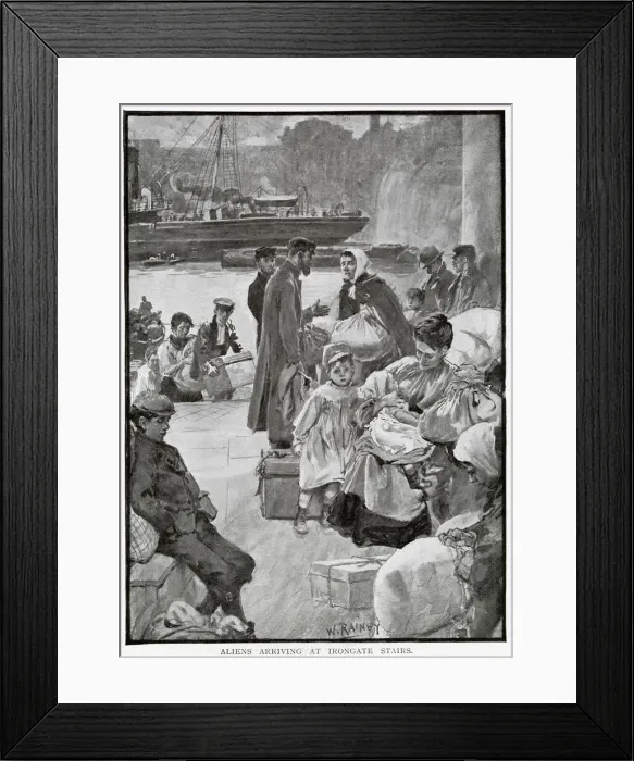Framed Print : Emigrates just arrived off a steamer at the steps of Irongate, St Framed Print : Emigrates just arrived off a steamer at the steps of Irongate, St