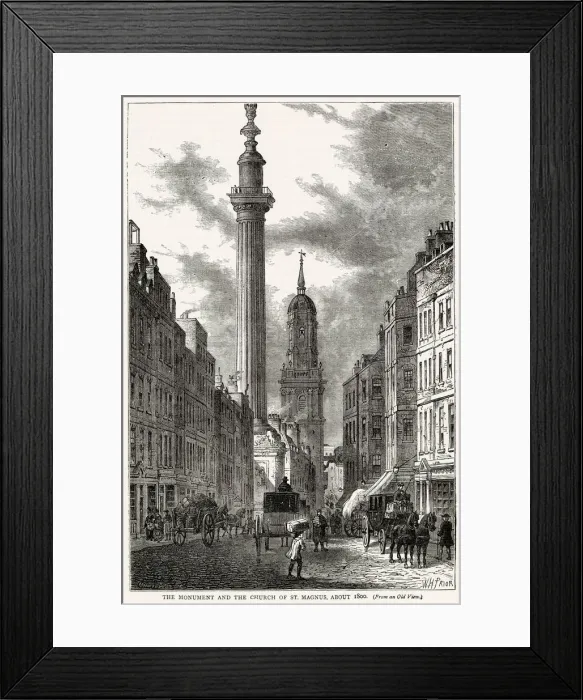 Framed Print : View of the Monument and the Church of St Magnus the Martyr in Lower Thames Street Framed Print : View of the Monument and the Church of St Magnus the Martyr in Lower Thames Street