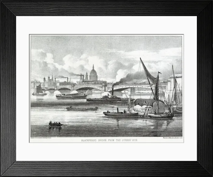 Framed Print : Blackfriars Bridge from the Surrey side with St Pauls Cathedral behind Framed Print : Blackfriars Bridge from the Surrey side with St Pauls Cathedral behind