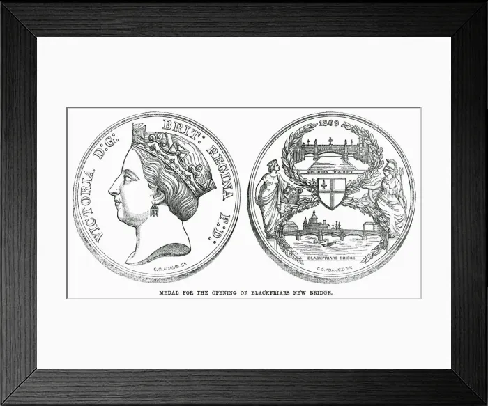 Framed Print : Medal to commemorate the opening of Blackfriars Bridge and and Holborn Viaduct, London Framed Print : Medal to commemorate the opening of Blackfriars Bridge and and Holborn Viaduct, London