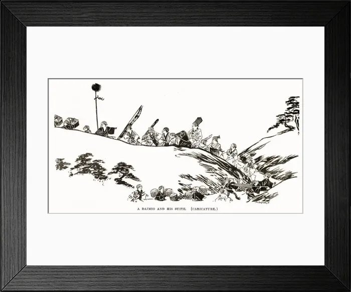Framed Print : A Daimyo and his suite making a journey Date: circa 1870 Framed Print : A Daimyo and his suite making a journey Date: circa 1870