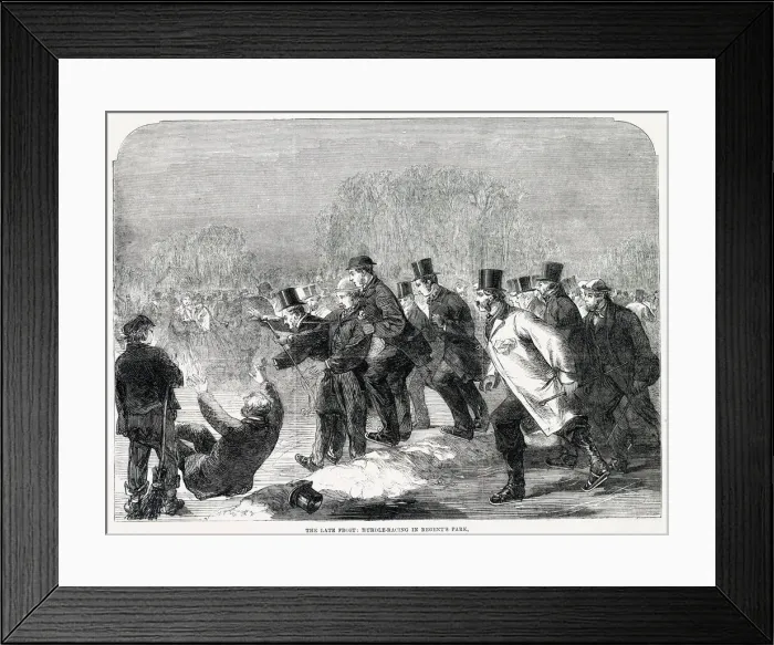 Framed Print : Skating on the frozen lake in Regents Park, London